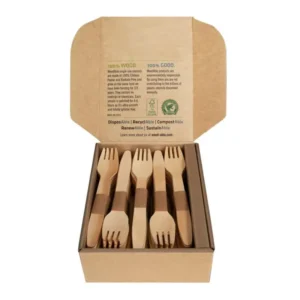 160mm Disposable Wooden Forks 100-Count