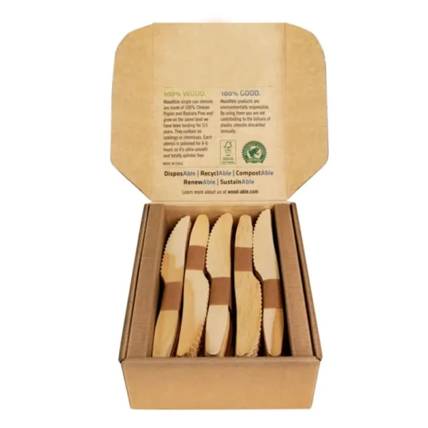 Disposable Wooden Knife 100-Count Single Utensil