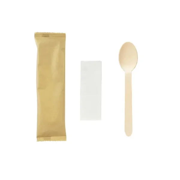 Disposable Wooden Spoon And Napkin Set